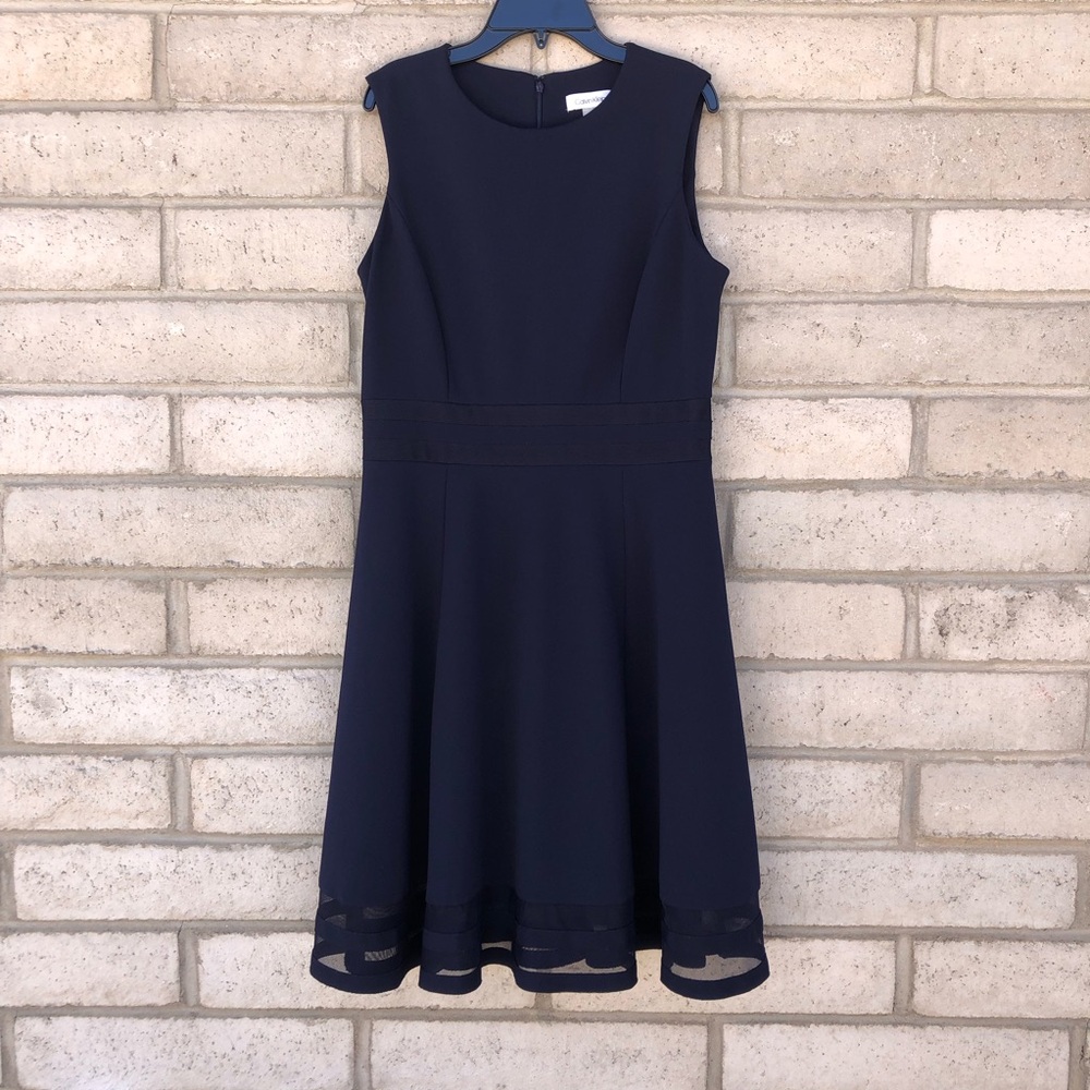 Calvin Klein Navy Sleeveless Fit & Flare Dress